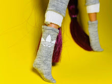 Load image into Gallery viewer, Grey socks for fashion dolls miniature socks
