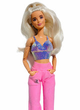 Load image into Gallery viewer, Pink sweatpants for Barbie dolls with pockets
