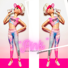 Load image into Gallery viewer, Tie dye leggings and crop top “PINK “logo
