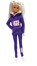 Load image into Gallery viewer, Purple hoodie and leggings “Love Pink “ logo
