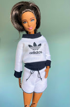 Load image into Gallery viewer, White sweater for Barbie with matching shorts and socks
