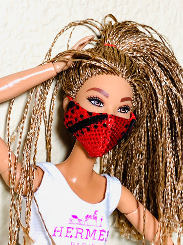 Red Barbie Doll face mask