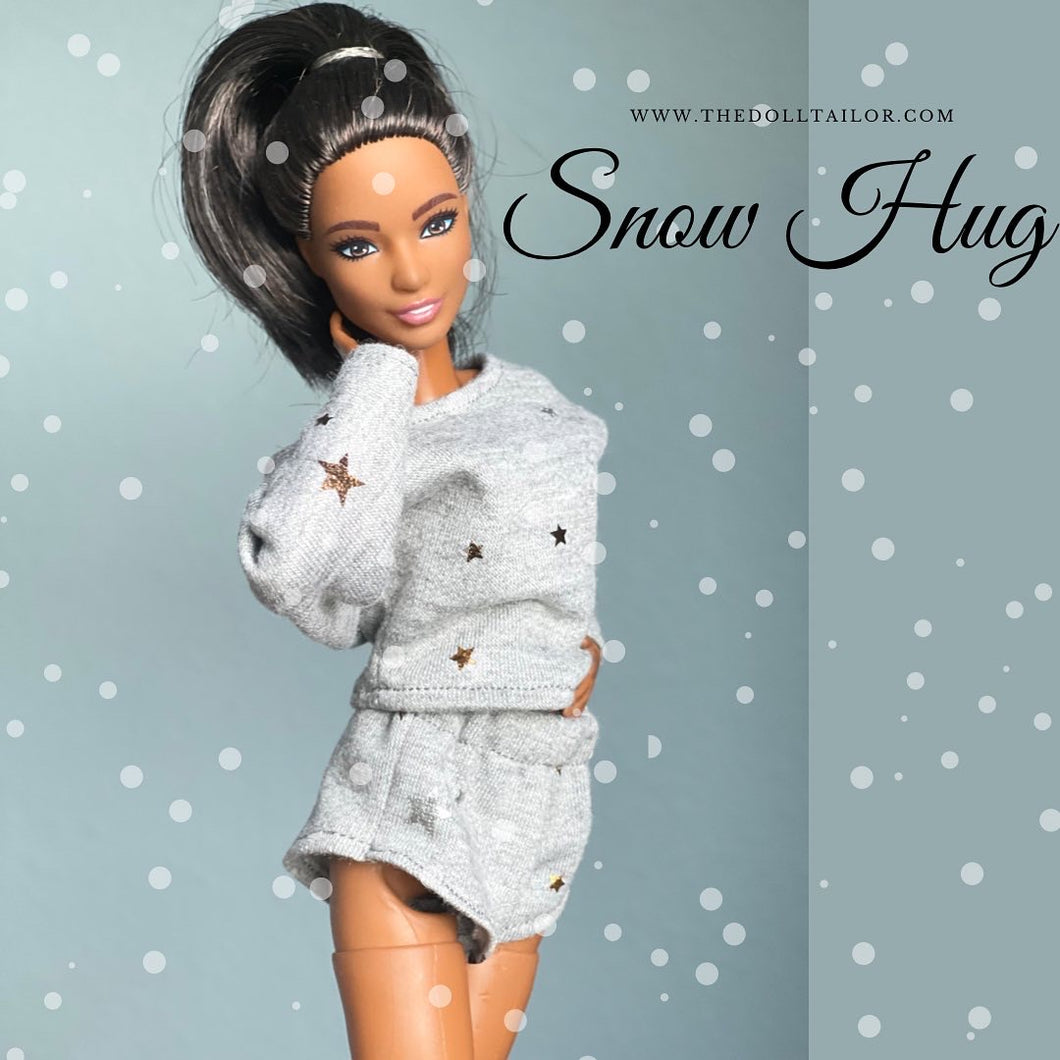 Cozy pajamas for fashion dolls winter sweater and shorts