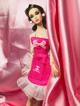 Load image into Gallery viewer, Pink ruffled apron for fashion dolls
