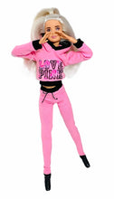 Load image into Gallery viewer, Pink and black hoodie with matching leggings
