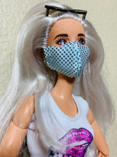 Load image into Gallery viewer, Blue and white Barbie doll face mask
