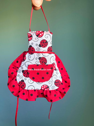 Miniature apron for dolls 1/6 scale ladybug apron