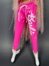 Load image into Gallery viewer, Pink pleather sweatpants for fashion doll 1.6 scale doll clothes
