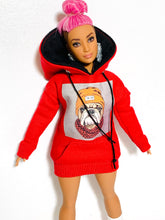 Load image into Gallery viewer, Red hoodie for Barbie doll bulldog sweater
