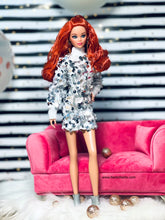 Load image into Gallery viewer, Silver sequin dress for fashion dolls
