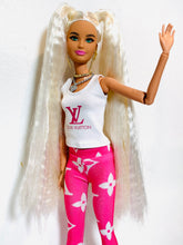 Load image into Gallery viewer, White t shirt for Barbie dolls with pink logo
