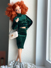 Load image into Gallery viewer, Velvet crop top and pencil skirt for fashion dolls
