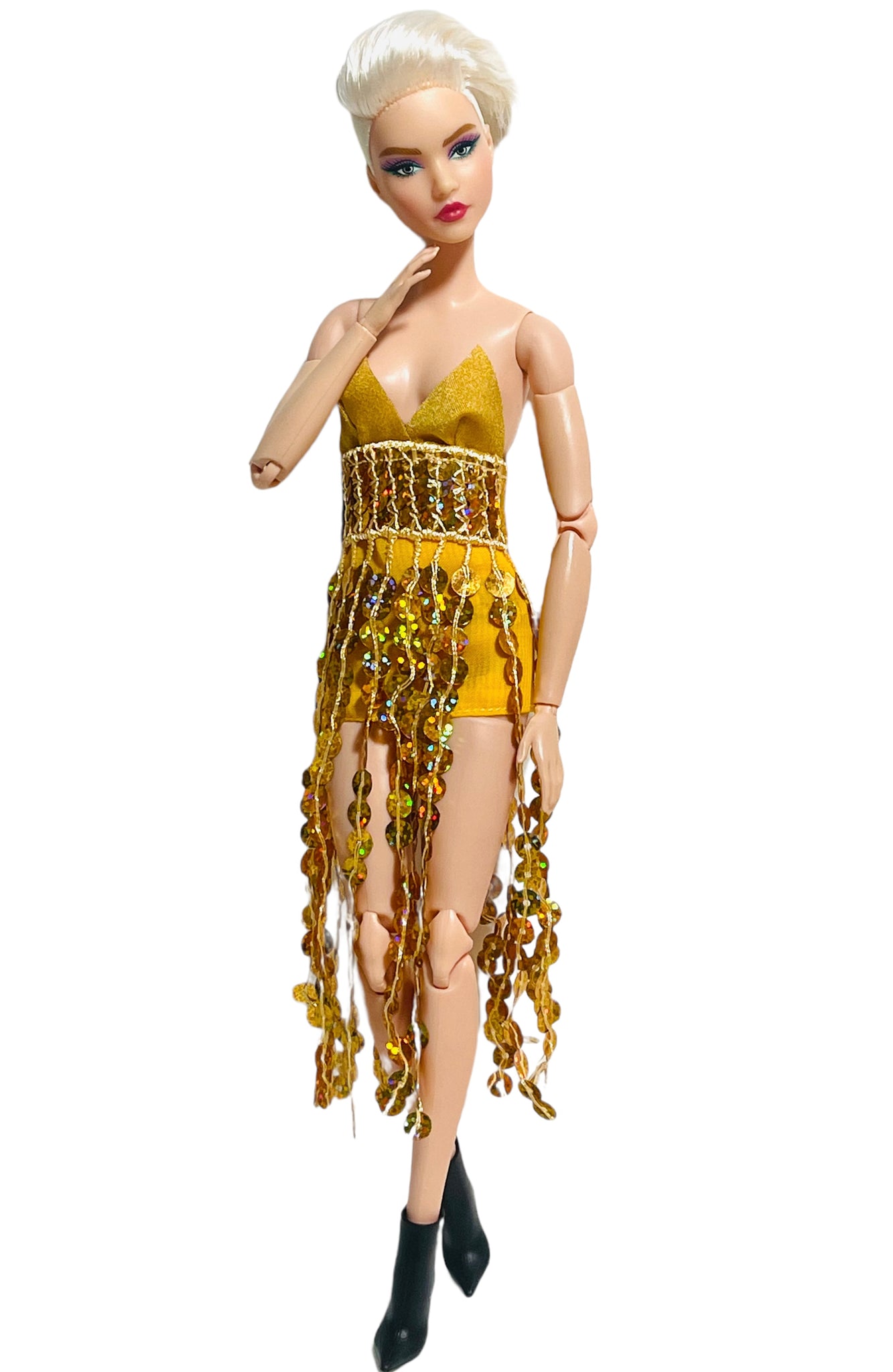 Gold dress for Barbie dolls Cocktail dress – The Doll Tailor