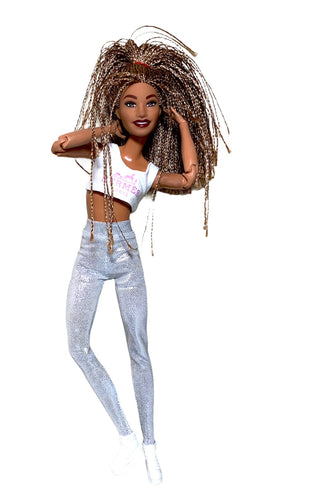 Metallic silver leggings for Barbie doll