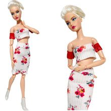 Load image into Gallery viewer, Floral skirt for Barbie with crop top
