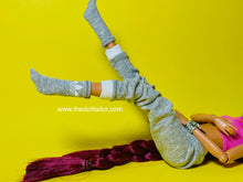 Load image into Gallery viewer, Grey socks for fashion dolls miniature socks

