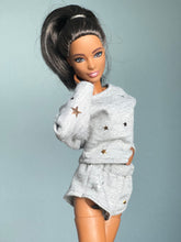 Load image into Gallery viewer, Cozy pajamas for fashion dolls winter sweater and shorts
