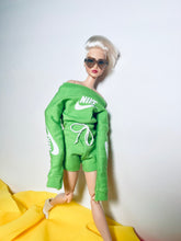 Load image into Gallery viewer, Green sports sweater for barbie and shorts
