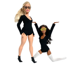 Load image into Gallery viewer, Black leotard with long sleeves for Barbie Doll

