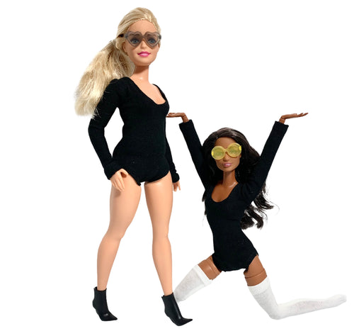 Black leotard with long sleeves for Barbie Doll
