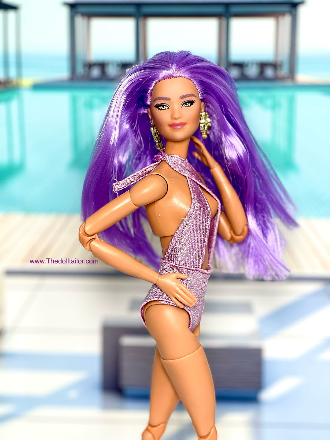 Purple holographic bikini for Barbie dolls