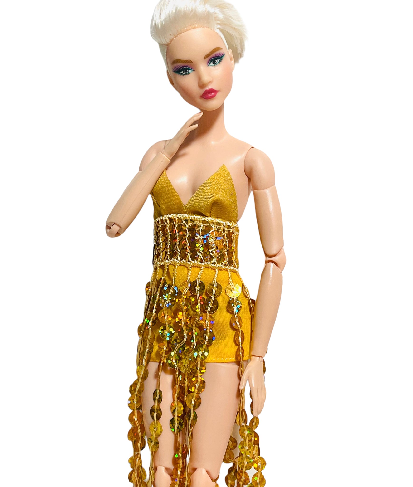 Gold dress for Barbie dolls Cocktail dress – The Doll Tailor