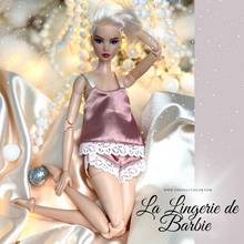 Load image into Gallery viewer, Rose satin pajamas for Barbie Doll
