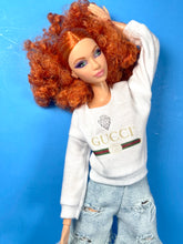 Load image into Gallery viewer, White sweater for fashion dolls with logo
