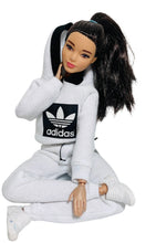 Load image into Gallery viewer, White tracksuit for fashion dolls white sweater and sweatpants set
