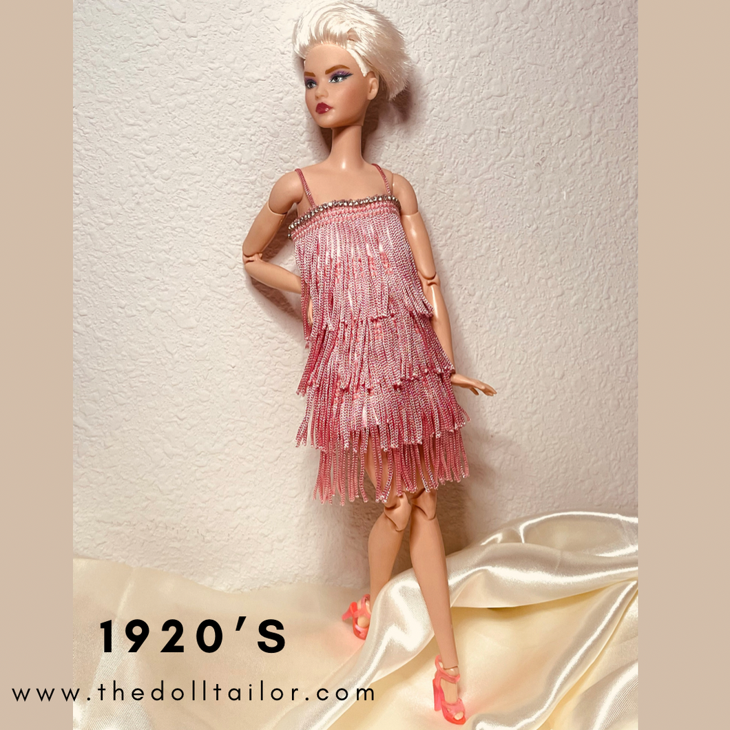 Pink dress for Barbie doll flapper dress