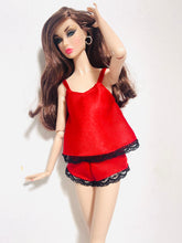 Load image into Gallery viewer, Red silky pajamas for Barbie Dolls

