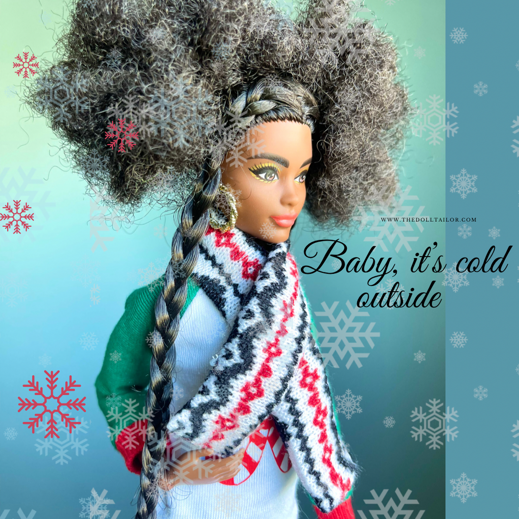 Knitted scarf for fashion dolls winter scarf