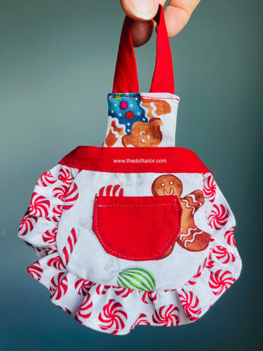 Christmas apron for fashion dolls candy cane gingerbread man apron