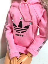 Load image into Gallery viewer, Pink hoodie for Barbie doll Adidas logo
