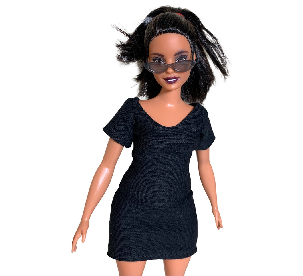 Black dress for Barbie doll simple dress