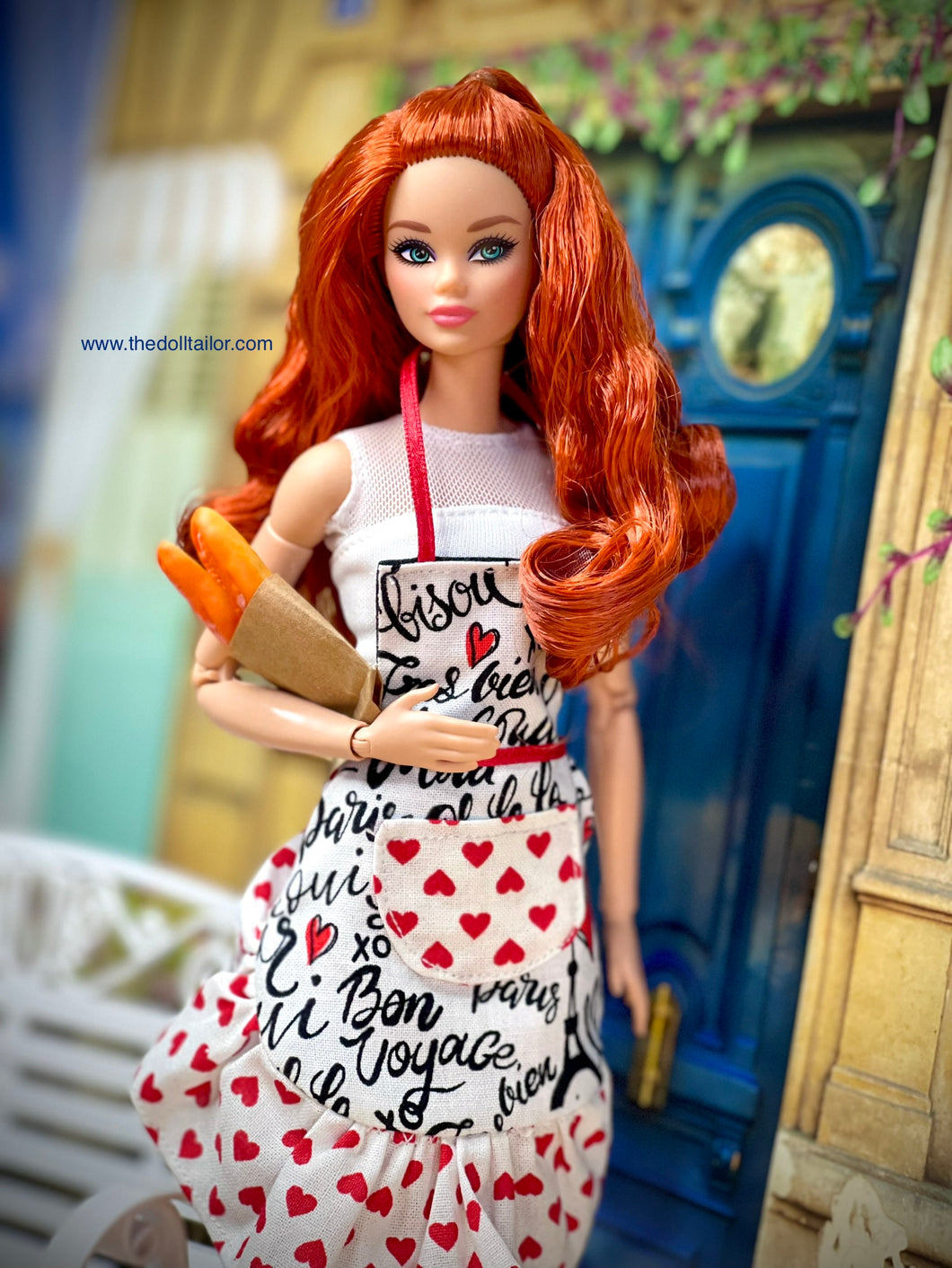 Ruffly French apron for fashion dolls