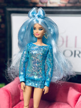Load image into Gallery viewer, Blue Sequin dress for Barbie doll Party dress for dolls
